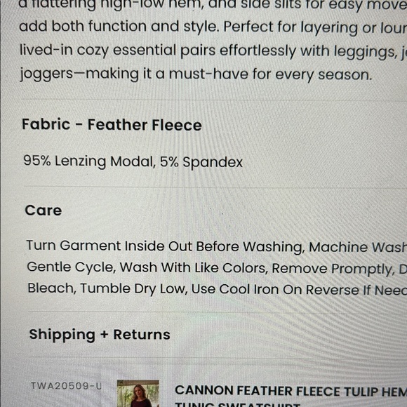 Threads 4 Thought Light Blue Long Sleeve Tunic Sweatshirt - Picture 8 of 8